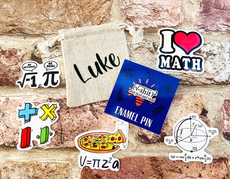 Funny Maths Enamel Pin for maths student, teacher badge gift, end of term present, starting university, back to school gift math student