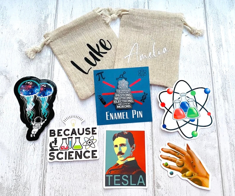 Funny Rude Science Enamel Pin (Chemistry, Physics)/ University Badge & waterproof stickers for laptops! Scientist- chemist- physicist gift
