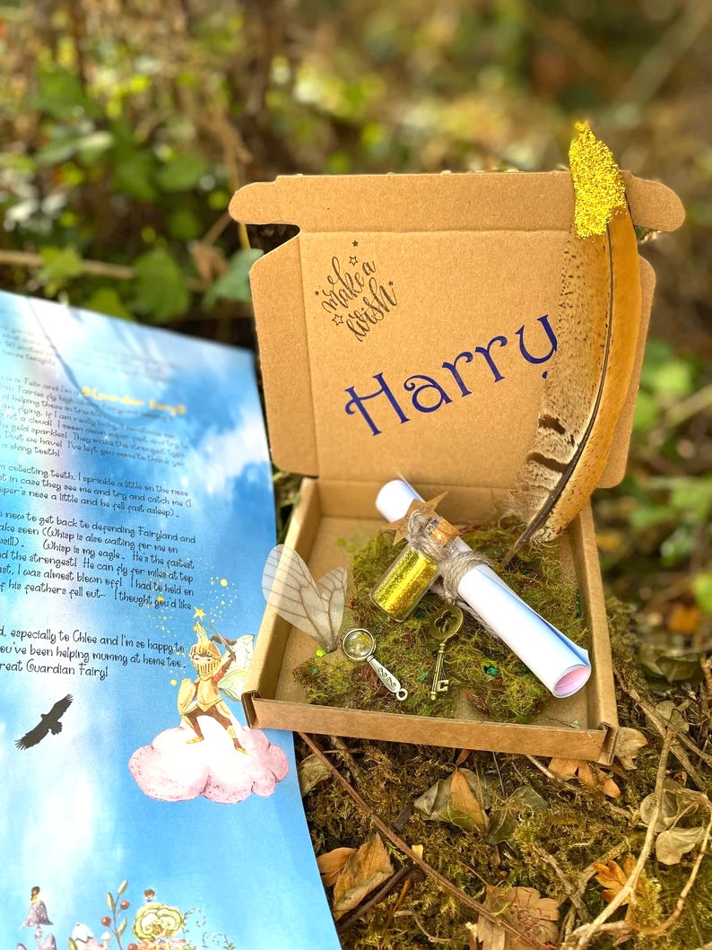 BOY’S Tooth Fairy Kit - Tooth Fairy Letter- Personalised Boy’s Tooth Fairy Set- Custom Letter, Fairy Dust & Wings,