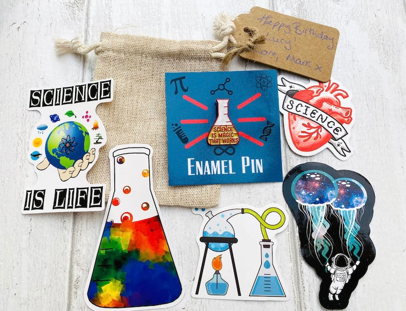 PERSONALISED Science like Magic Science Enamel Pin / University Badge & waterproof stickers for laptops! Scientist- chemist- physicist gift