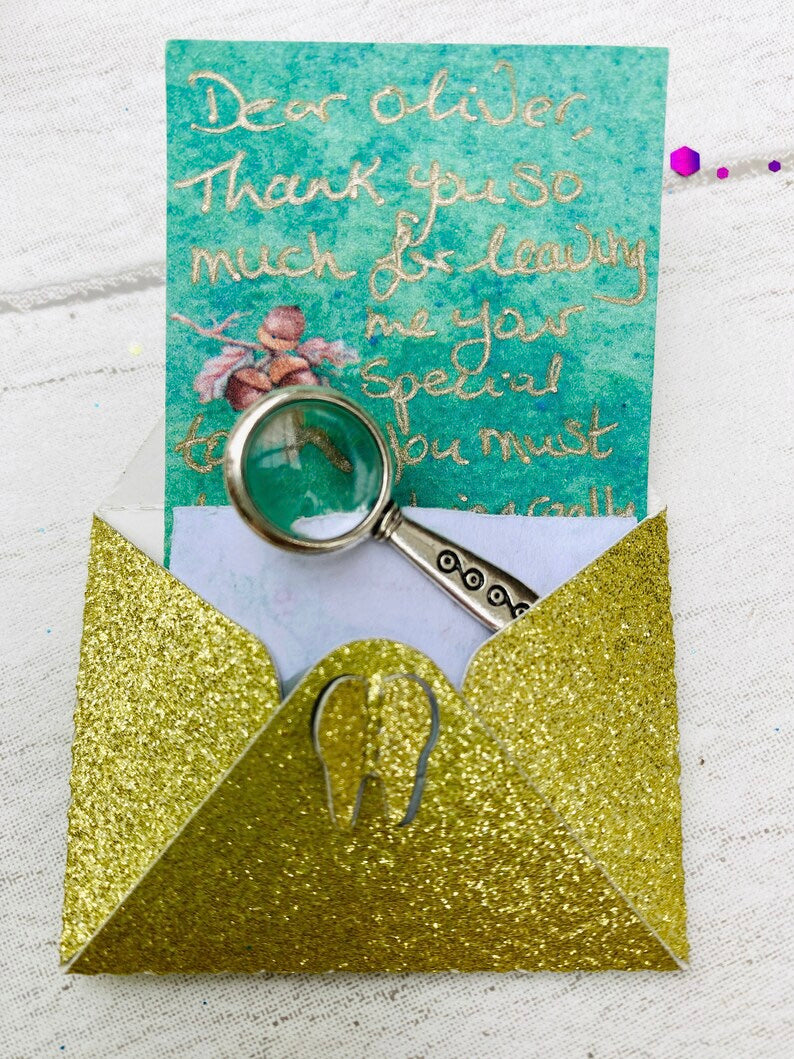 Tooth Fairy Letter HANDWRITTEN Personalised Tooth Fairy Kit (Fairy Dust), Tooth Fairy Note, Custom Tooth Fairy Set for Boys