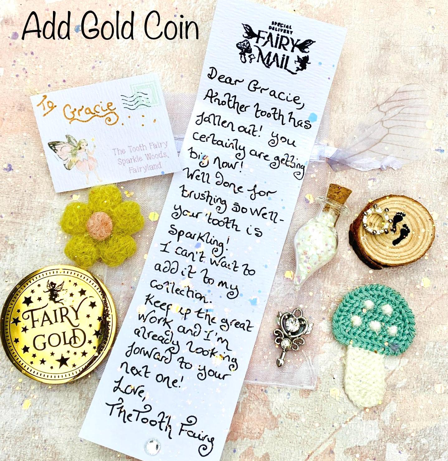 Tooth Fairy Kit- Tooth Fairy Letter, Fairy Dust and Tooth Fairy Gold Coin- First Tooth or Other Tooth. Tooth Fairy Gifts & Tooth Collection