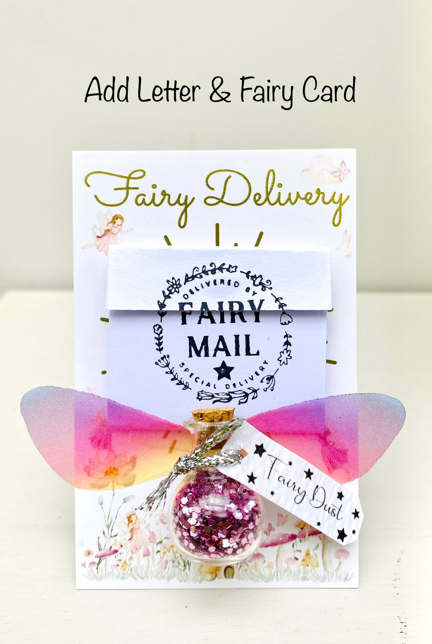 Fairy Dust Bottles with Fairy Wings perfect gift from the Tooth Fairy or Fairy Party Bag Fillers / Wedding Favours -mini Fairy Dust Bottles