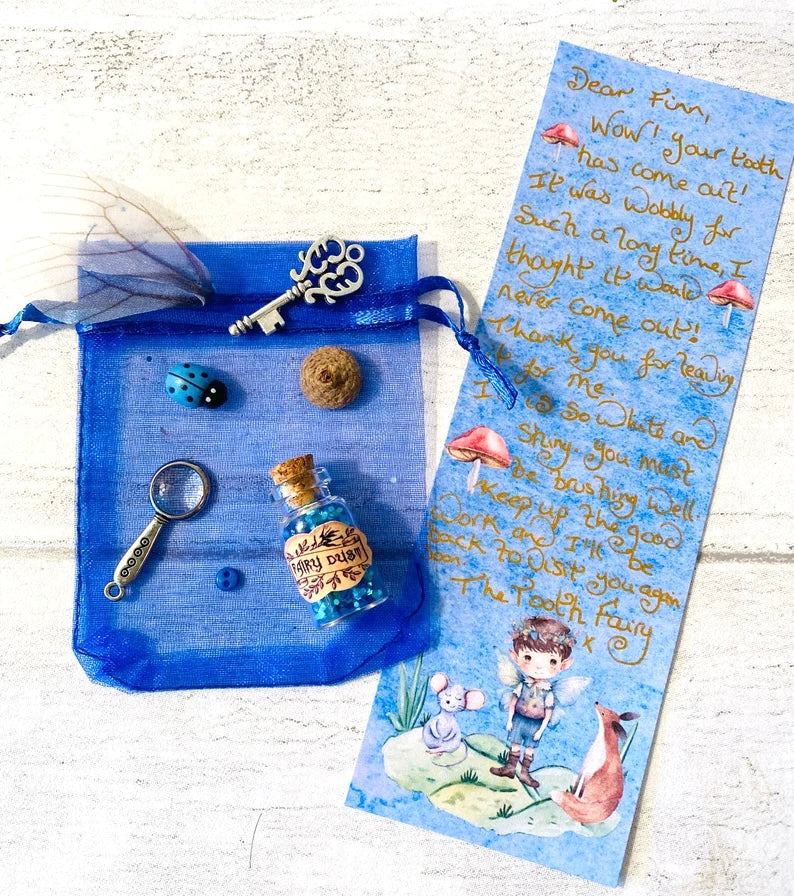 Tooth Fairy Kit With Tooth Fairy Gifts. PersonalIsed Tooth Fairy Letter. Tooth Fairy Set with Fairy Gold Coin, Fairy Dust (1st Tooth Fairy)