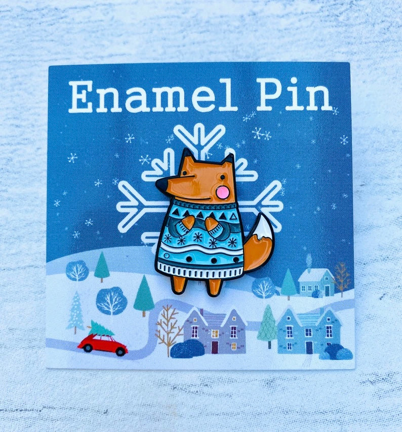 Cute Christmas Animal Enamel Pin- Festive Badge- Lapel