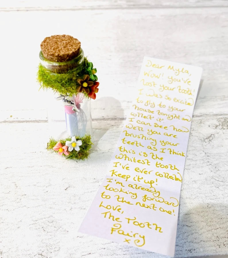 Tooth Fairy Kit-Tooth Fairy Letter- Tooth Fairy Bottle- Garden Fairies - Message in a bottle- Tooth Fairy Gifts- Tooth Fairy First Tooth