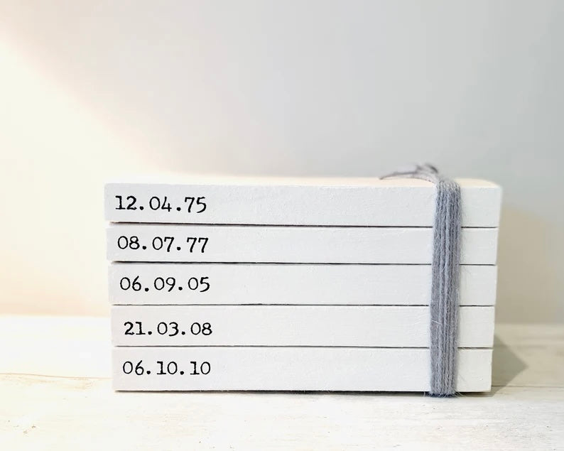 Special Dates Personalised Book Stack! White Book Stacks- home decor ornament, coffee table bookshelf decor, wedding decor