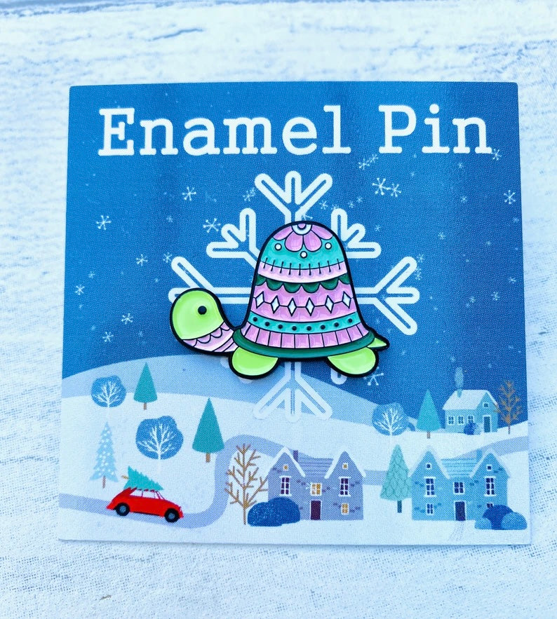 Cute Christmas Animal Enamel Pin- Festive Badge- Lapel