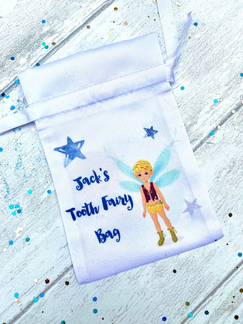 Boys Tooth Fairy Bag- PERSONALISED Loose Tooth Fairy Bag for children to leave teeth in OR for Tooth Fairy gifts to be left in
