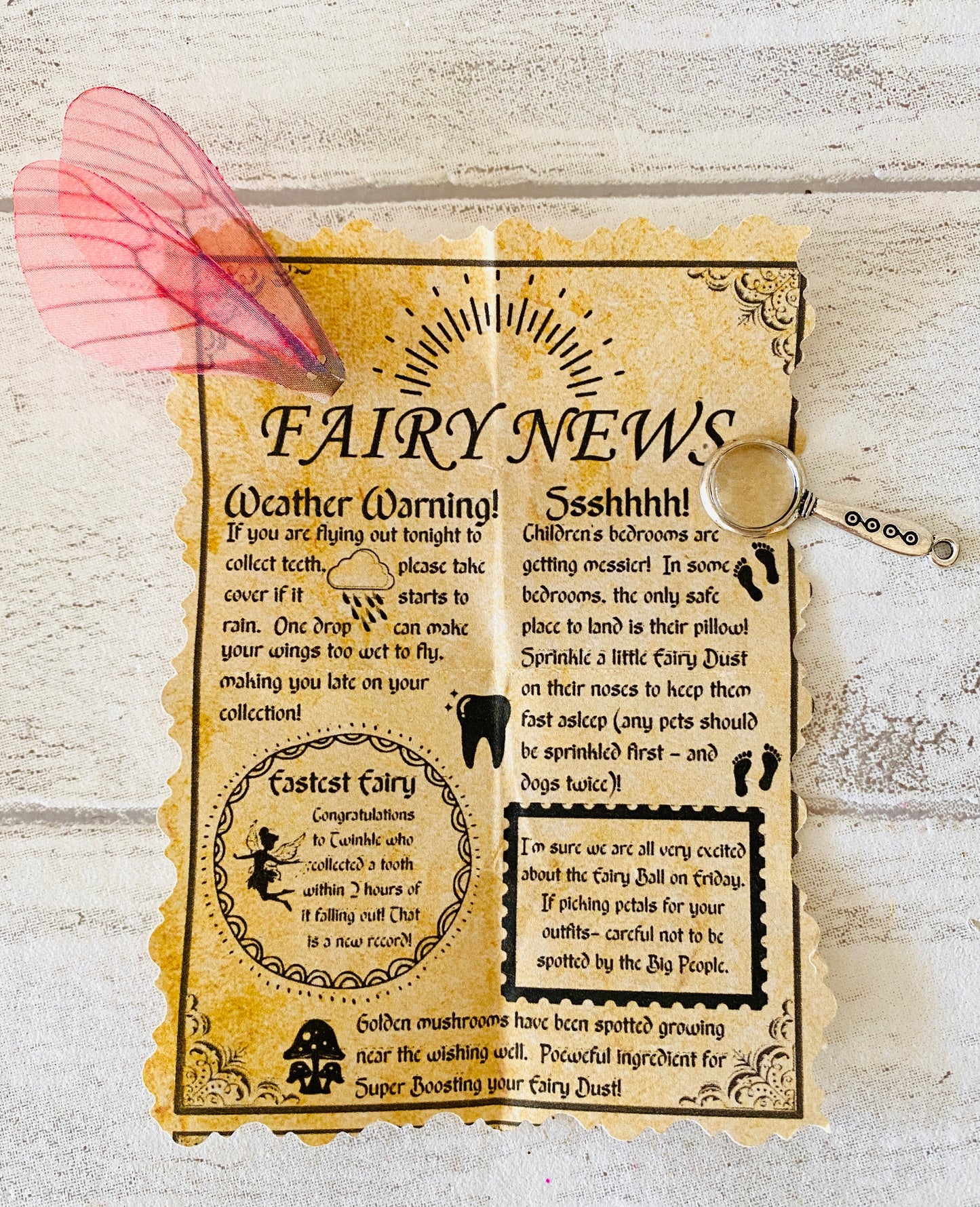 FAIRY NEWSPAPER Tooth Fairy Kit-Tooth Fairy Letter- Tooth Fairy Bottle-Message in a bottle- Tooth Fairy Gifts- Tooth Fairy First Tooth