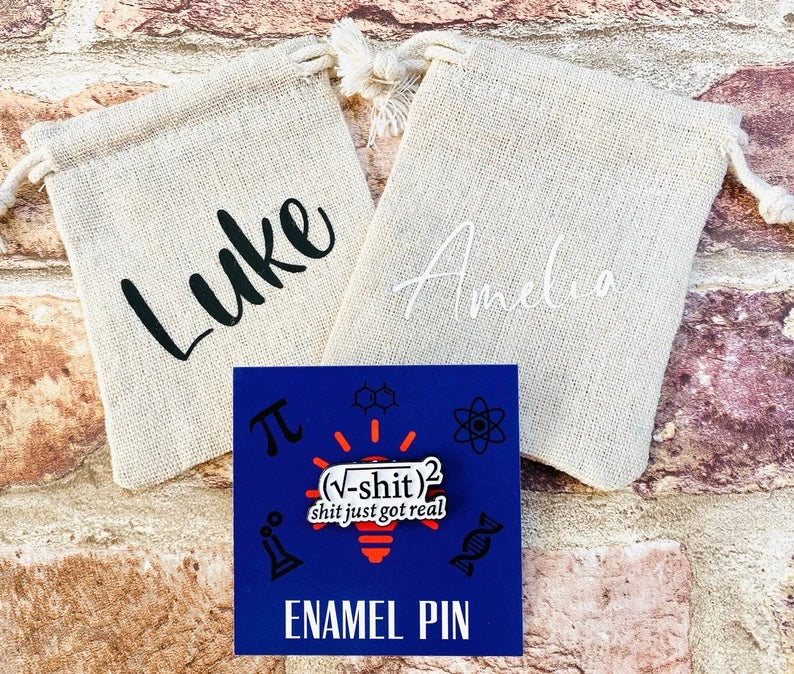 Funny Maths Enamel Pin for maths student, teacher badge gift, end of term present, starting university, back to school gift math student