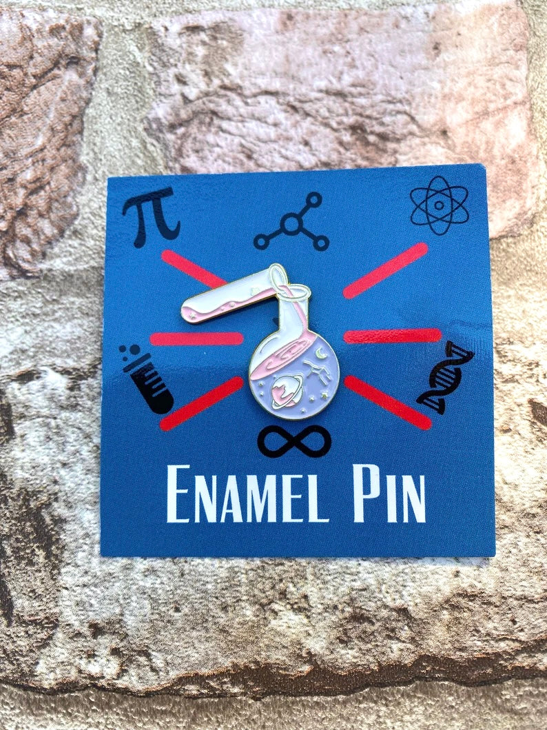 Physics Astronomy- Science Enamel Pin / University Badge & waterproof stickers for laptops! Scientist- chemist- physicist gift box