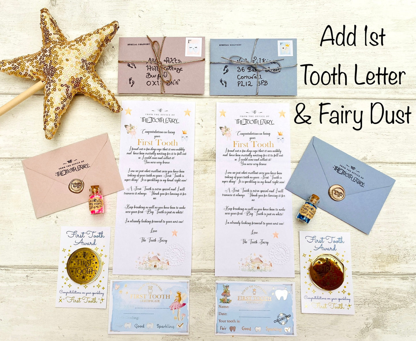 First Tooth Fairy Gold Coin- Gift from the Tooth Fairy! First Milk Tooth Fairy Kit! Fairy Treasure Gold Coin!