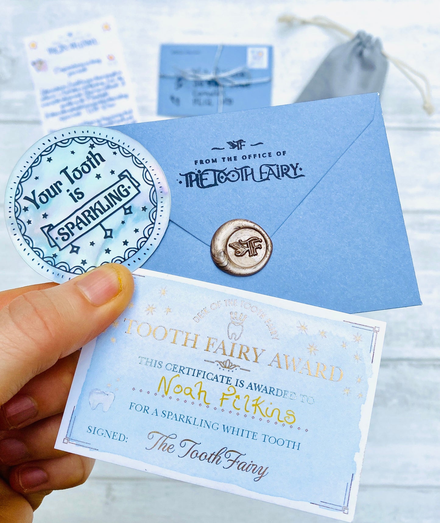 DELUXE Tooth Fairy LETTER with Tooth Certificate, Fairy Gold Coin, Fairy Dust and Tooth Fairy Gifts- Tooth Fairy Kit