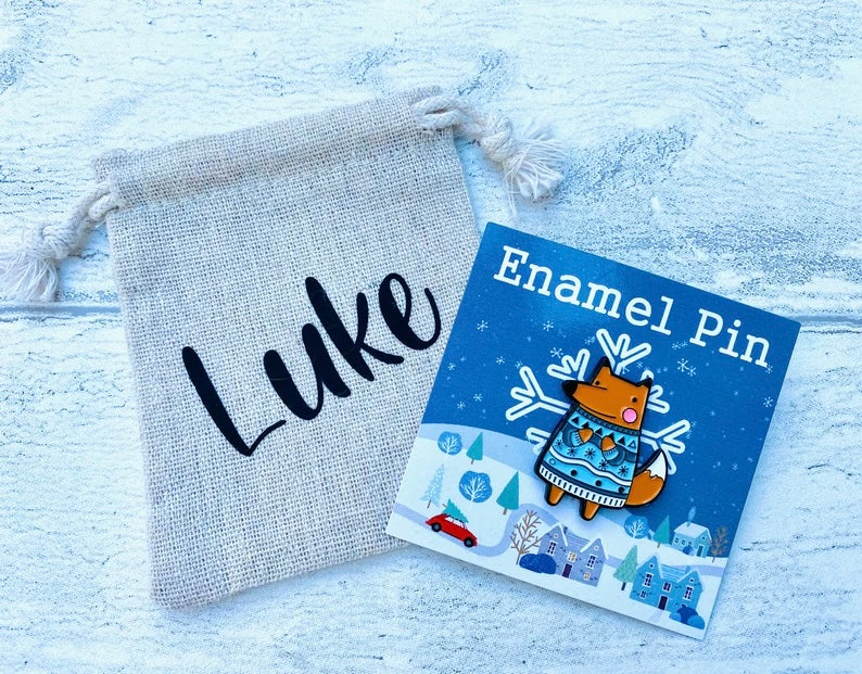 Cute Christmas Animal Enamel Pin- Festive Badge- Lapel