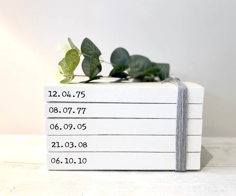 Special Dates Personalised Book Stack! White Book Stacks- home decor ornament, coffee table bookshelf decor, wedding decor