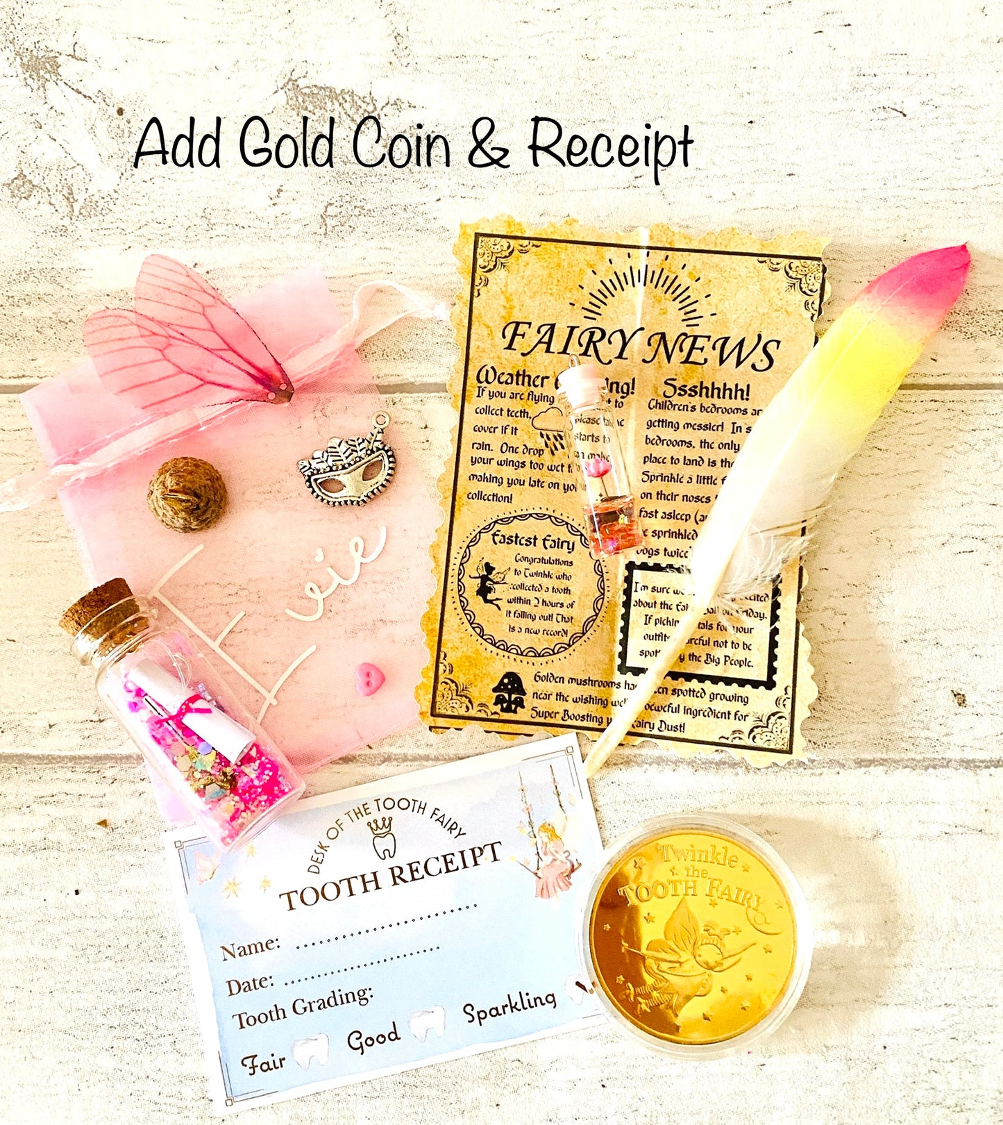 FAIRY NEWSPAPER Tooth Fairy Kit-Tooth Fairy Letter- Tooth Fairy Bottle-Message in a bottle- Tooth Fairy Gifts- Tooth Fairy First Tooth