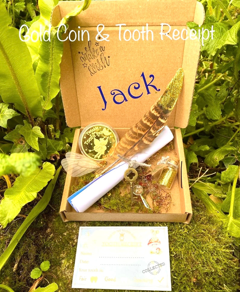 BOY’S Tooth Fairy Kit - Tooth Fairy Letter- Personalised Boy’s Tooth Fairy Set- Custom Letter, Fairy Dust & Wings,