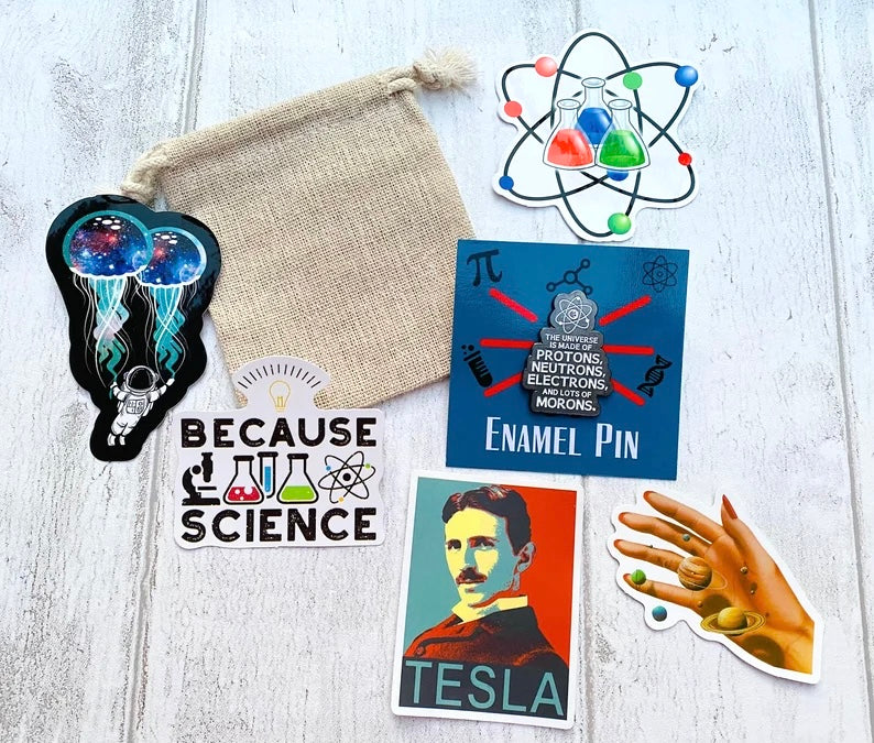 Funny Rude Science Enamel Pin (Chemistry, Physics)/ University Badge & waterproof stickers for laptops! Scientist- chemist- physicist gift
