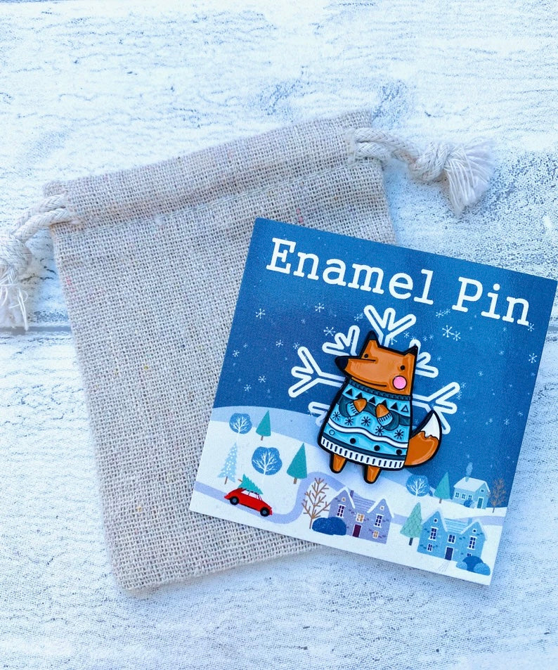 Cute Christmas Animal Enamel Pin- Festive Badge- Lapel