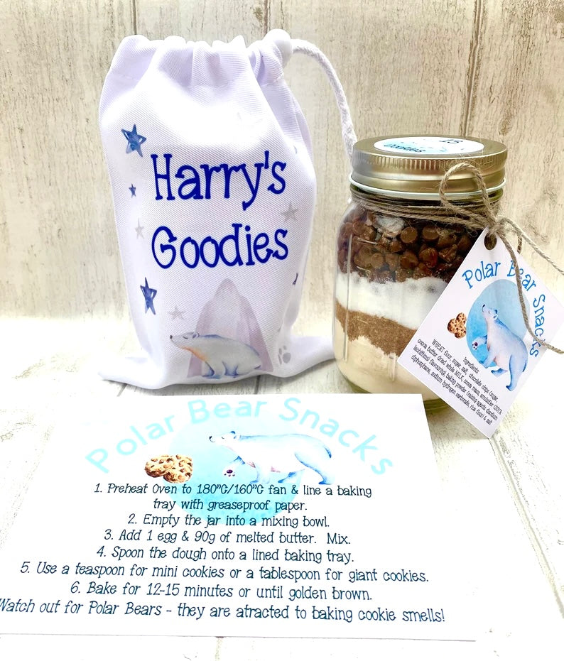 Arctic Animals Kids Apron plus Cookie Mix Jar! Polar Bear, Penguin, Seal Children’s Winter Gift! Great Child Baking Set Gift! Christmas
