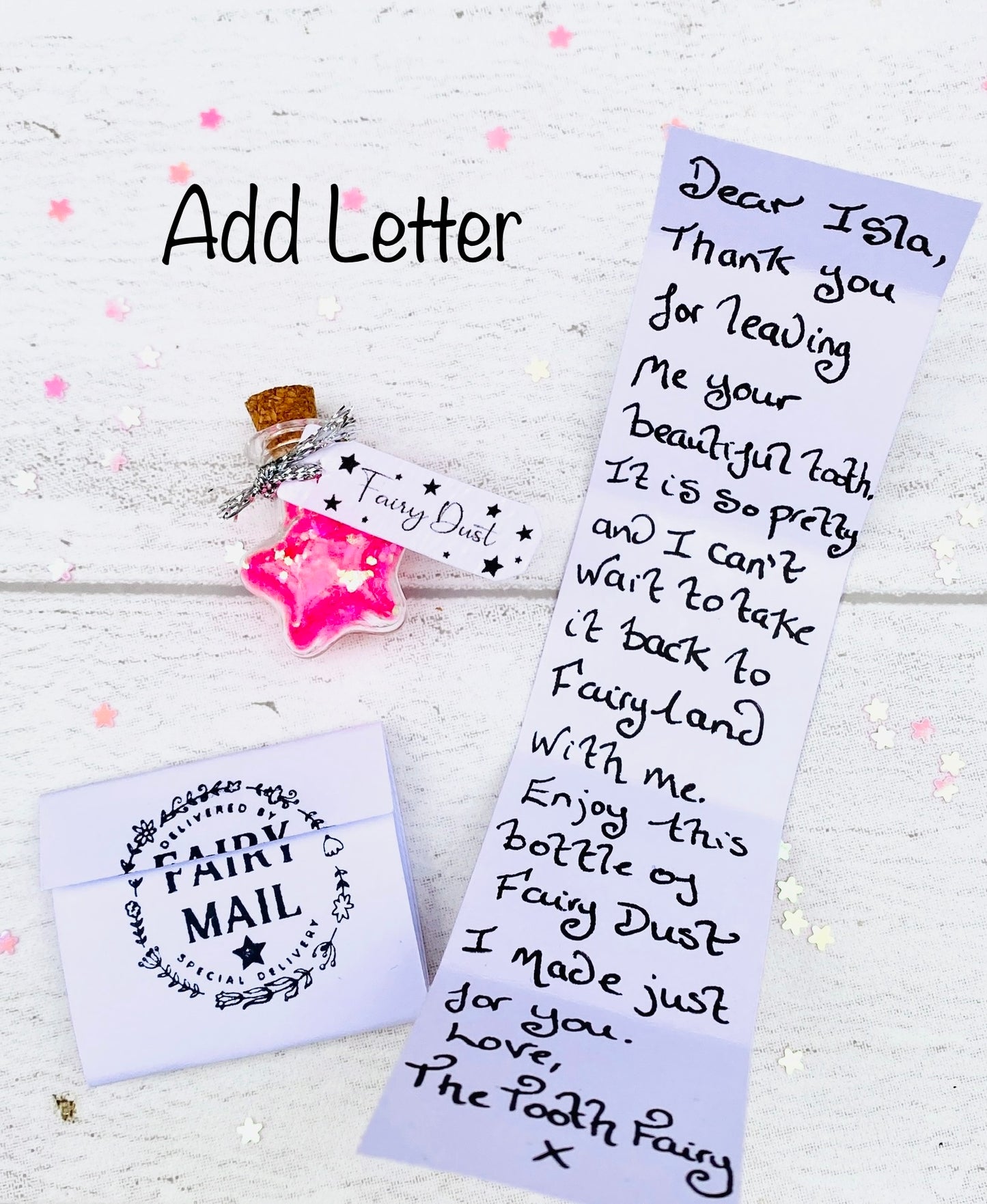 Star Fairy Dust Bottles - Fairy Dust & Tooth Fairy Letter- Tooth Fairy Gift or Fairy Party Bag Fillers -mini Fairy Dust Glitter Bottle