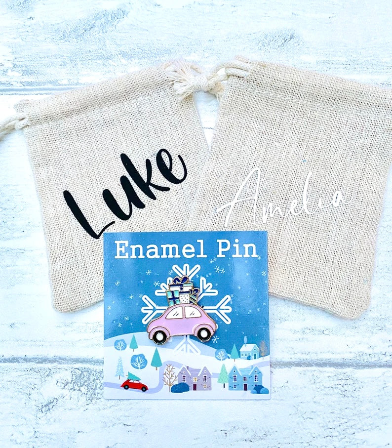 Christmas Car Enamel Pin- Festive Badge- Lapel