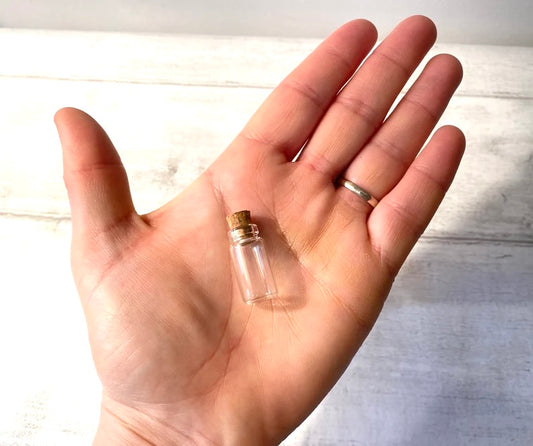 5 Tiny glass corked bottles- perfect for Fairy Dust, Pixie Dust, Mini Glass Craft Bottles- craft supplies glass bottles for crafting