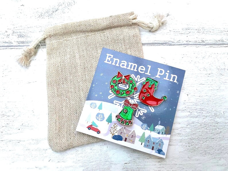 Christmas Santa Claus Enamel Pin- Festive Father Christmas Badge- Lapel