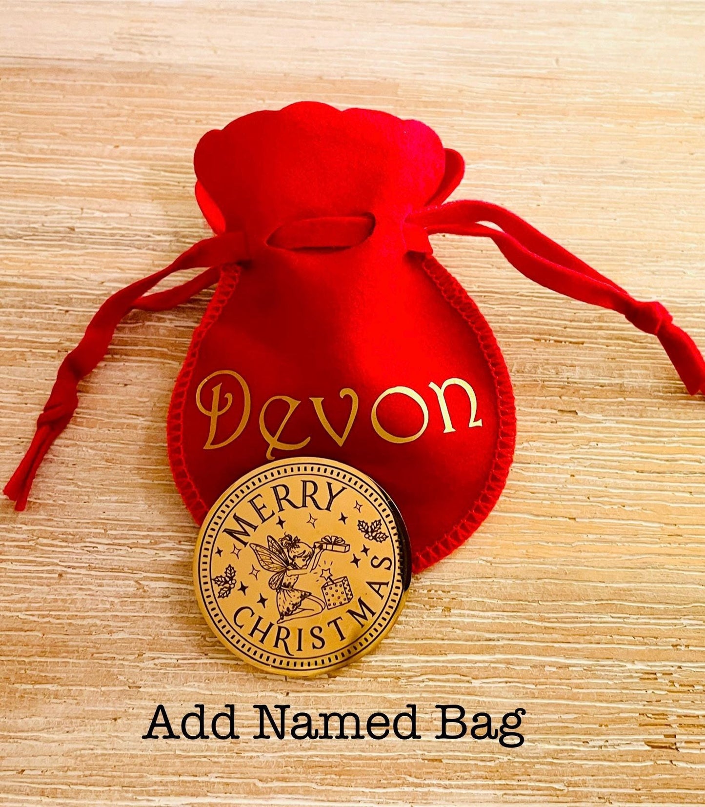 Christmas Fairy Gold Coin- Fairy Gift Stocking Filler! Fairy Treasure Gold Coin! Christmas Eve Box Filler. Honorary Elf ™ Collection.