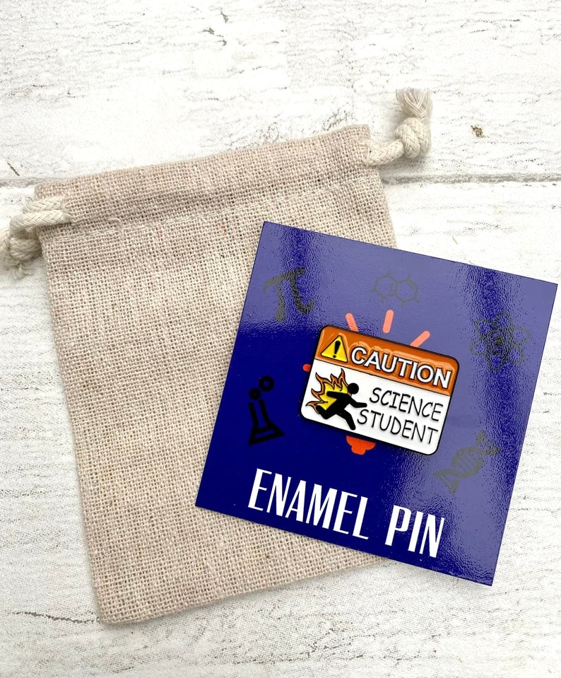 Funny Science Enamel Pin / University Badge & waterproof stickers for laptops! Scientist- chemist- physicist gift box