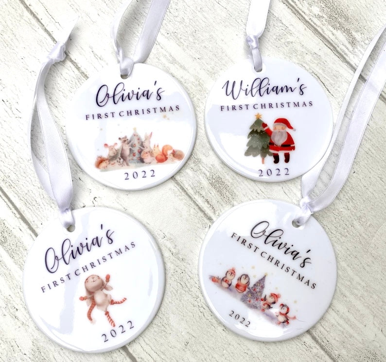 Personalised Christmas Bauble- Baby’s First Christmas! Our First Xmas as a Family- Custom Gift