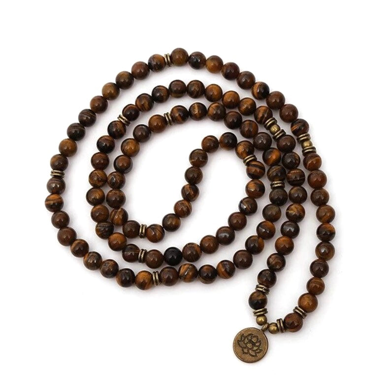 108 Mala Tiger’s Eye Stone Meditation Necklace. Beautiful Tiger Stones. Japa Mala. Prayer beads.