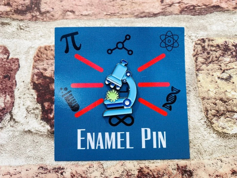 Biology Science Enamel Pin Back to School / University Badge & waterproof stickers for laptops! Scientist- chemist- physicist gift box