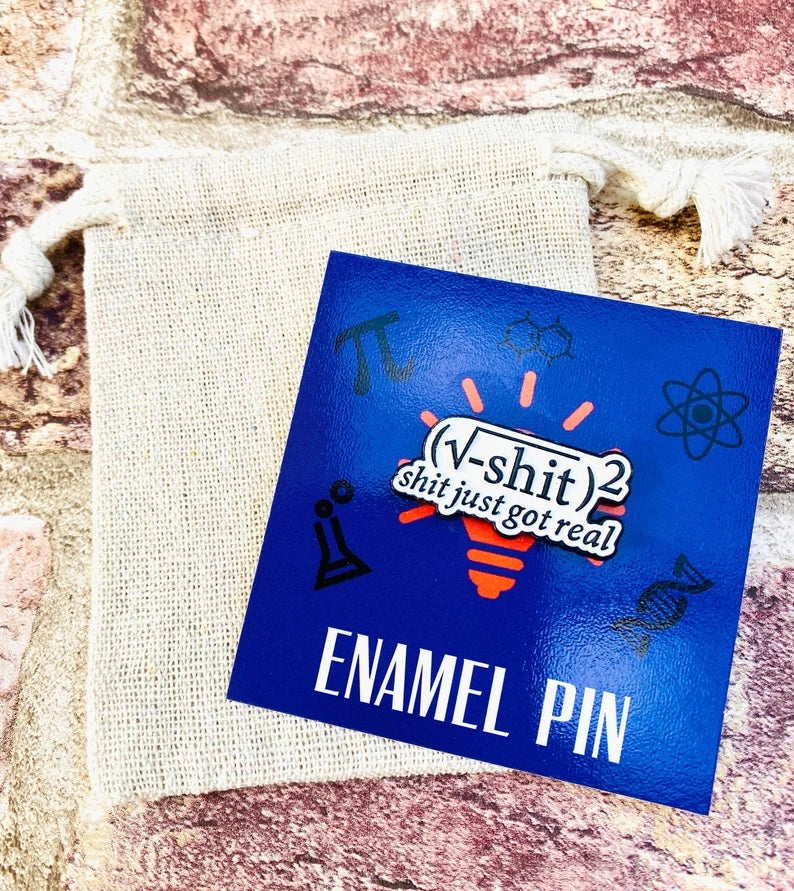 Funny Maths Enamel Pin for maths student, teacher badge gift, end of term present, starting university, back to school gift math student