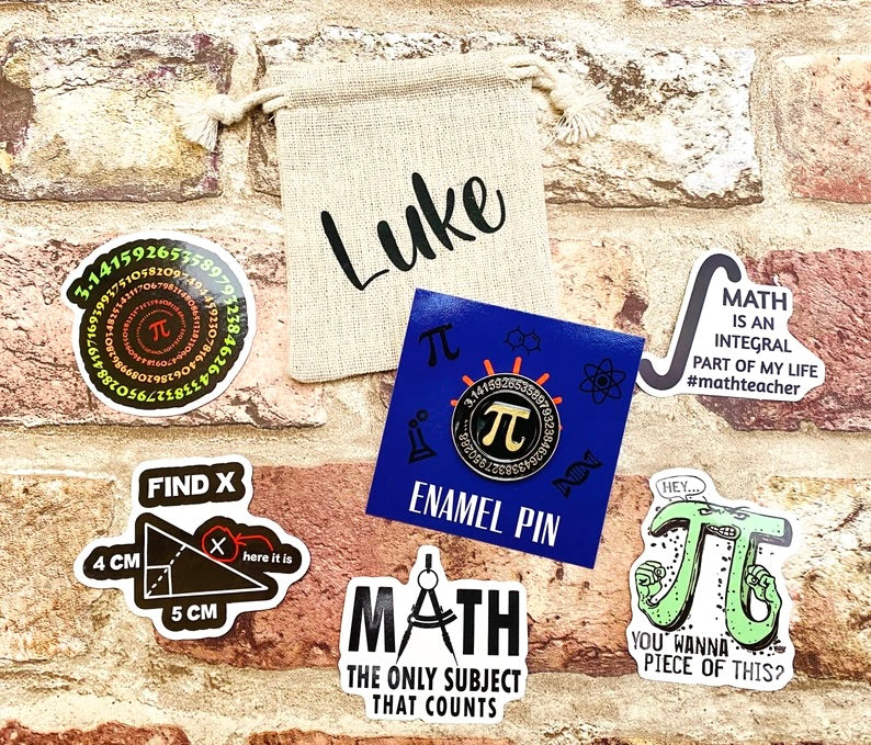 Maths Pi Enamel Pin for maths student, teacher badge gift, end of term present, starting university, back to school gift math student