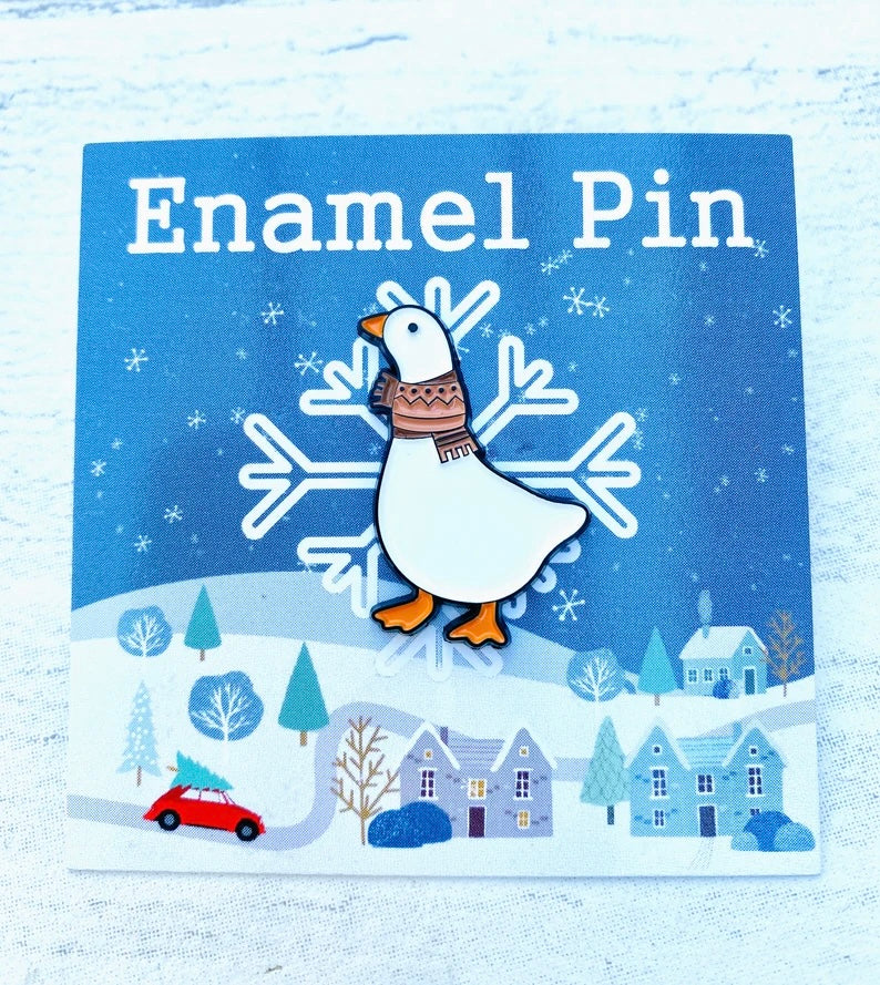 Cute Christmas Animal Enamel Pin- Festive Badge- Lapel