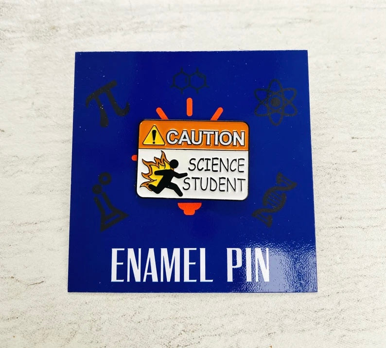 Funny Science Enamel Pin / University Badge & waterproof stickers for laptops! Scientist- chemist- physicist gift box