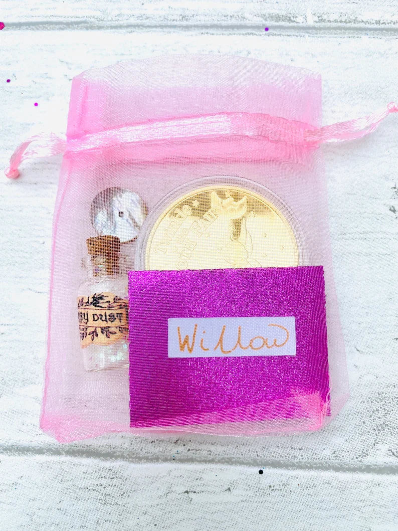 Blank & Personalised Tooth Fairy Letters, Fairy Gifts- Girls and Boys Tooth Fairy Set- Personalised Tooth Fairy Letter and Fairy Gold Coin