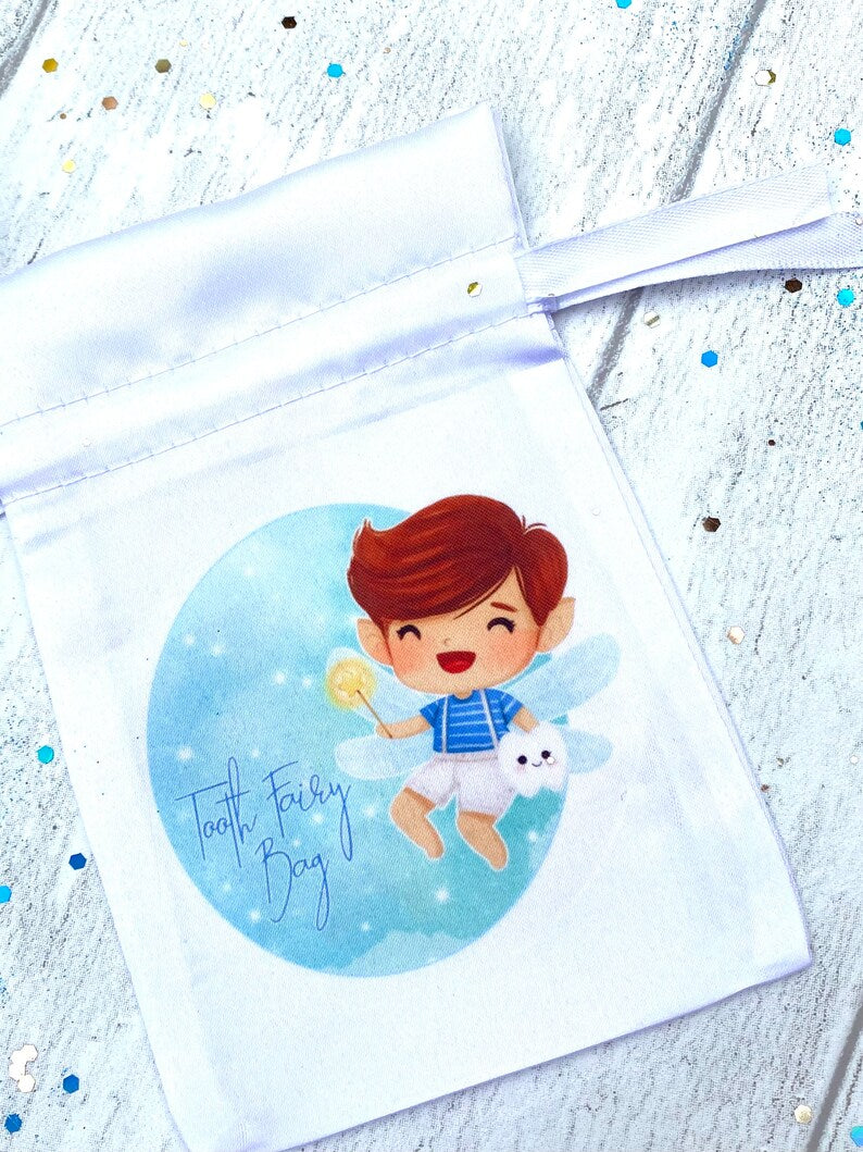 Boys Tooth Fairy Bag- PERSONALISED Loose Tooth Fairy Bag for children to leave teeth in OR for Tooth Fairy gifts to be left in