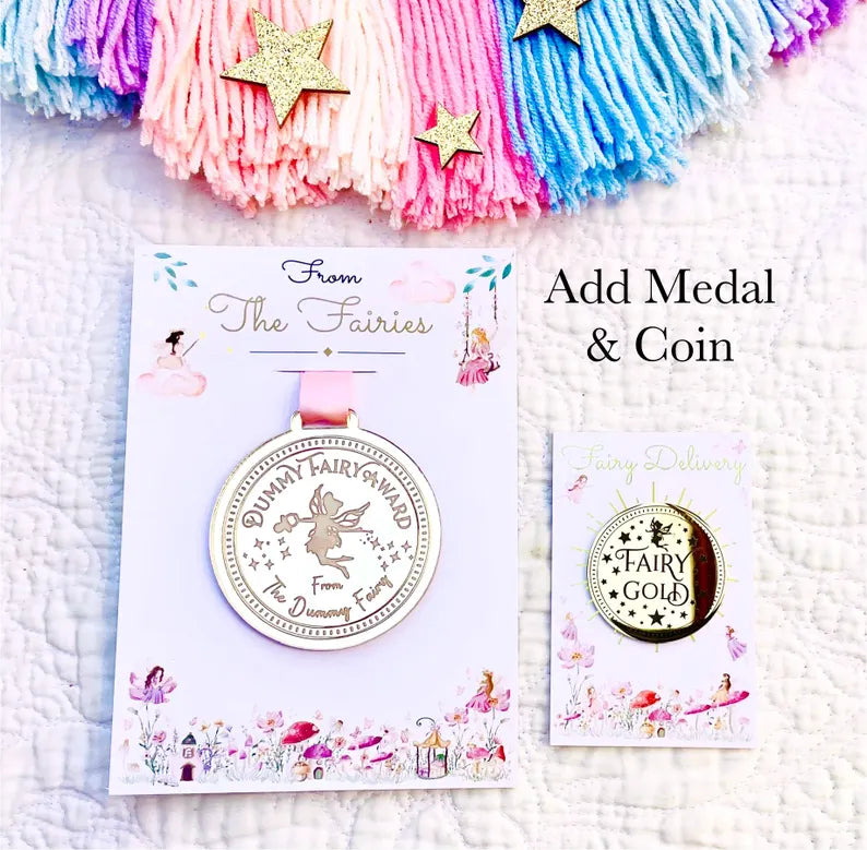 Dummy Fairy LETTER and Dummy Fairy MEDAL! Fairy Gold Coin and Fairy Dust. Binkie Fairy Letter, Soother Fairy Letter & Pacifier Fairy Letter