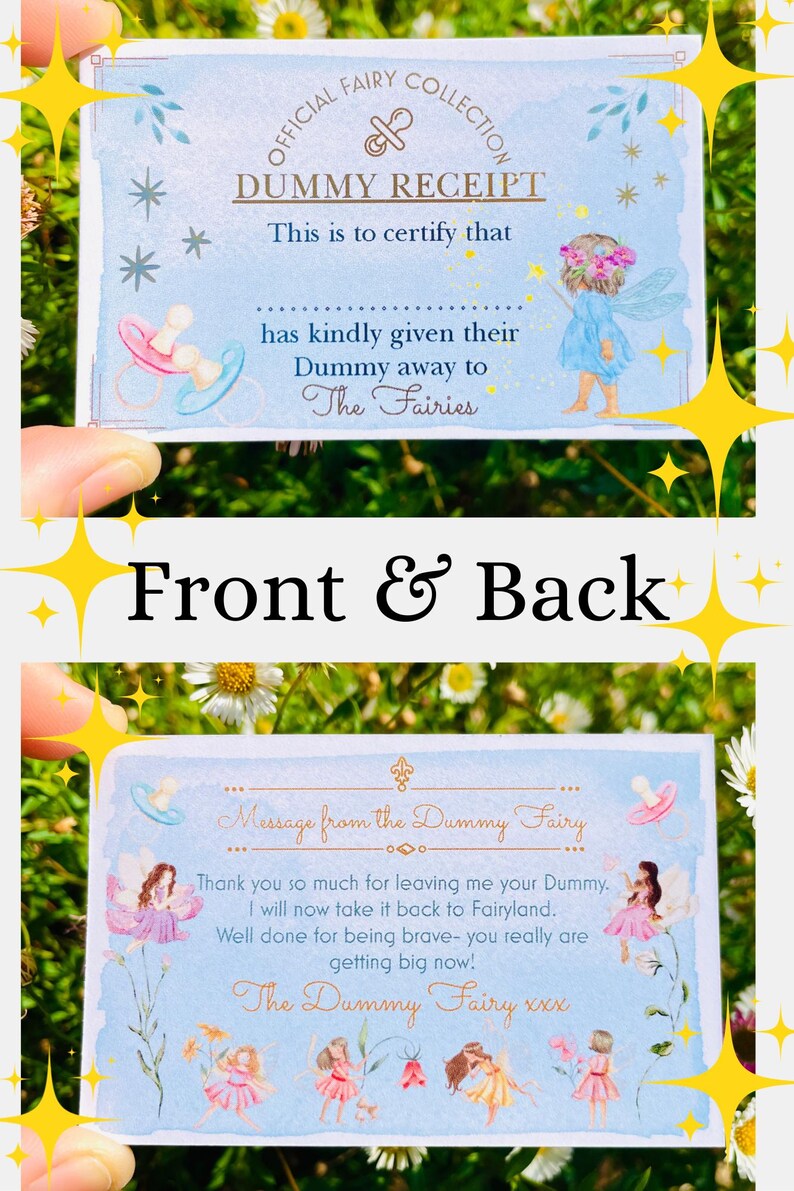 Dummy Fairy Gift & Letter! Party Bag Fillers, Fairy Gift Fairy for Fairy Party Bags! Soother Fairy Gift! Binkie Fairy Award