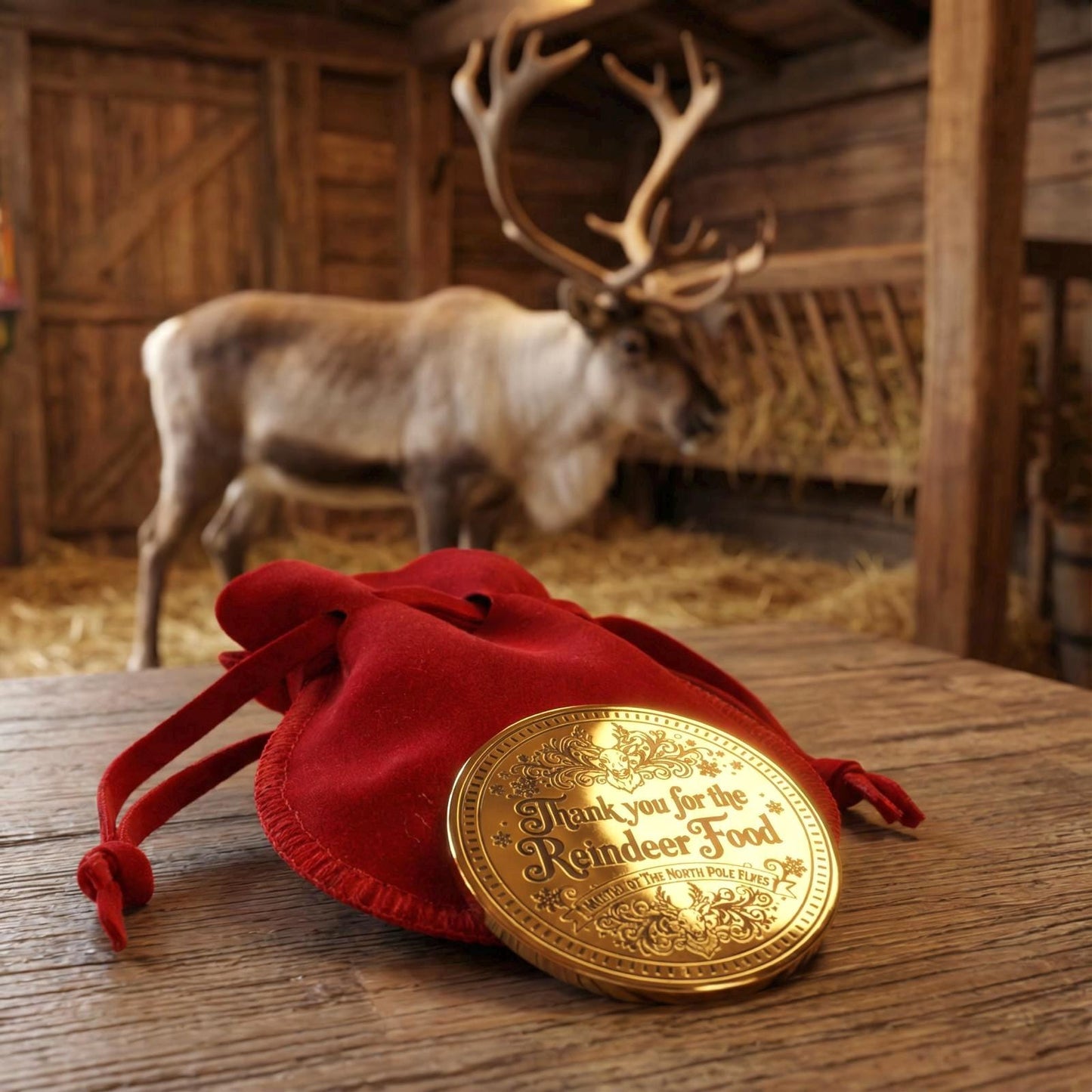 SANTA Gold Coin- Thank You For The REINDEER FOOD! Honorary Elf™ Collection. Leave where you scatter Reindeer Food for Christmas morning!