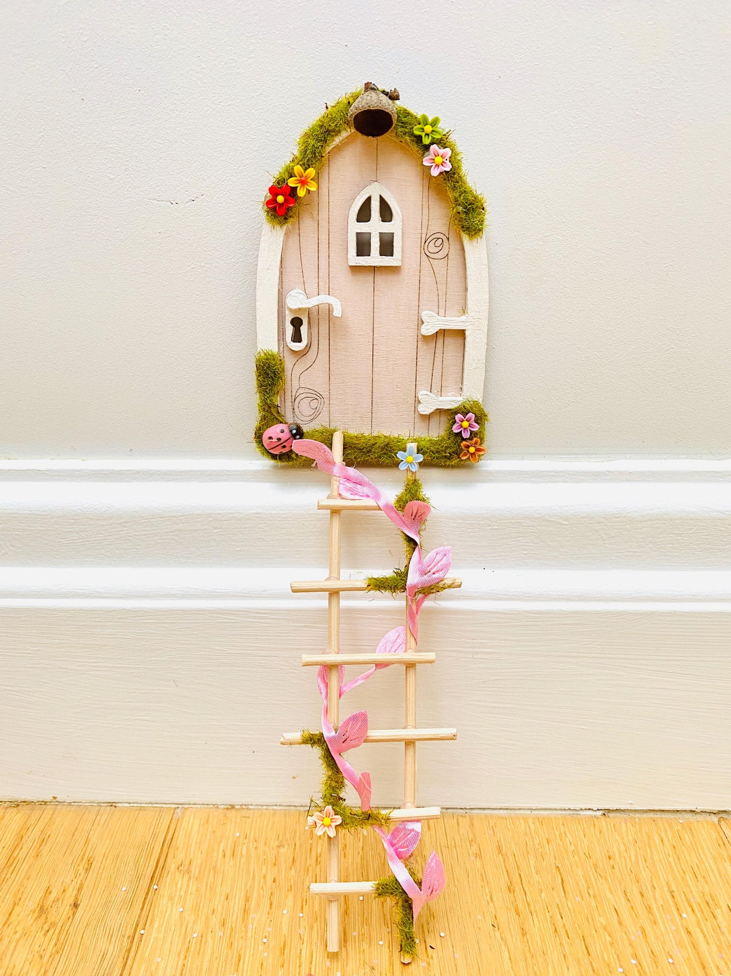 Cute Fairy Door with Ladder & Fairy Bench for Fairy Bedroom