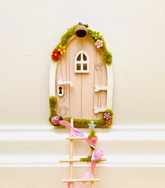 Cute Fairy Door with Ladder & Fairy Bench for Fairy Bedroom