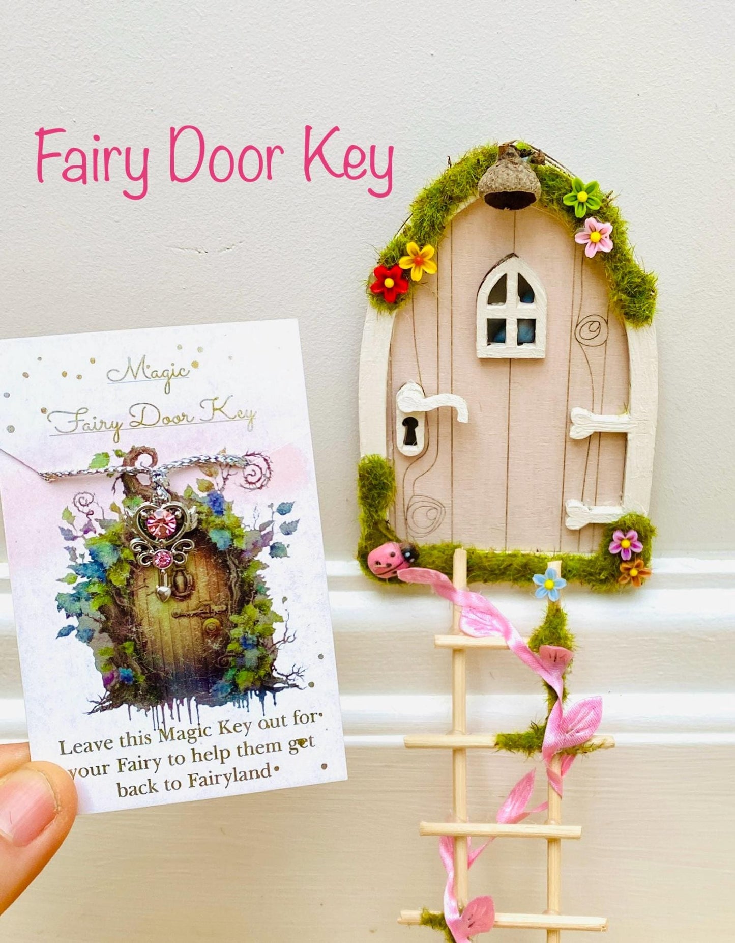 Cute Fairy Door with Ladder & Fairy Bench for Fairy Bedroom