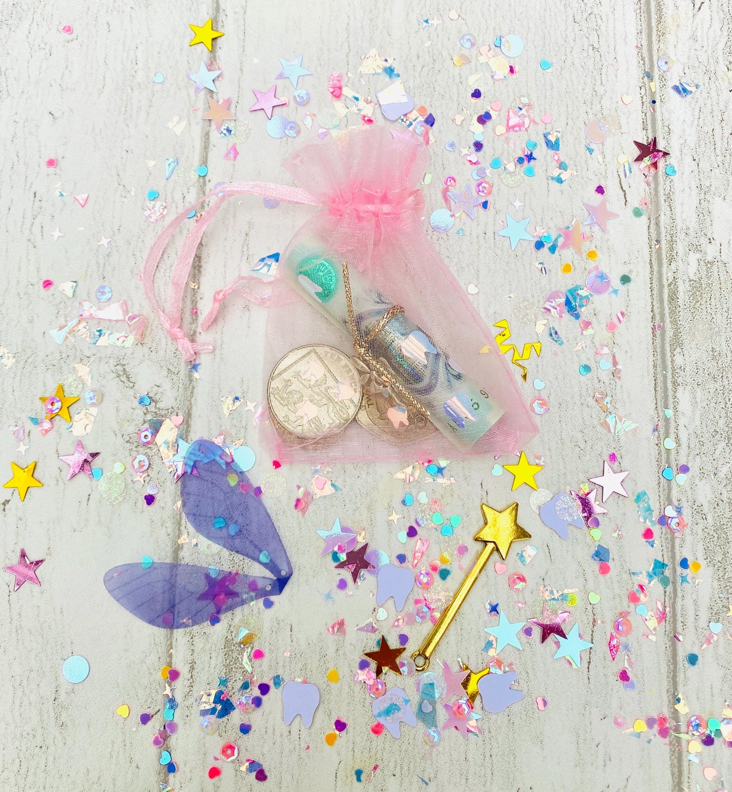 Tooth Fairy Confetti- leave a glittering, magical trail showing where The Tooth Fairy landed when collecting your child’s tooth! First Tooth