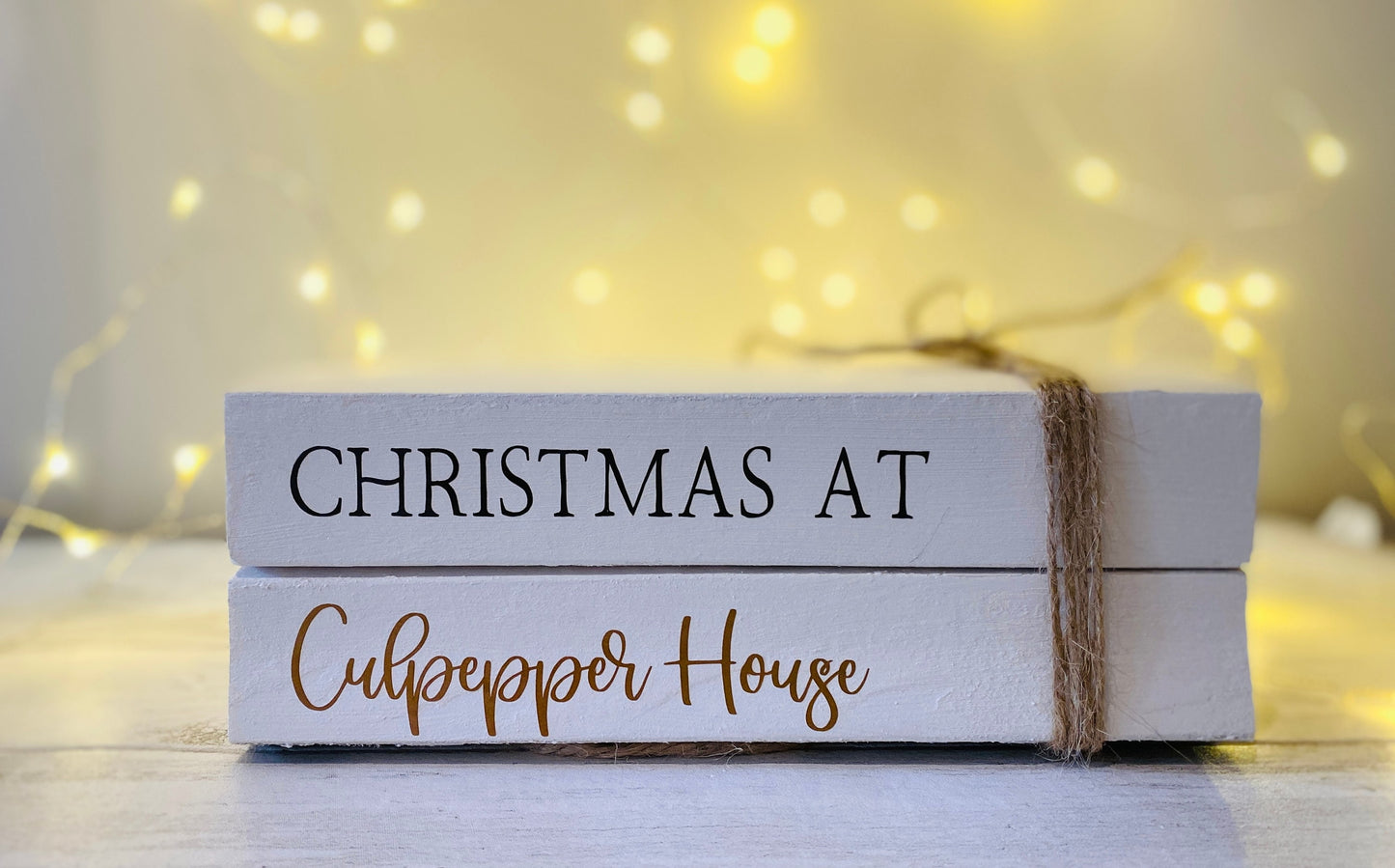 Personalised Christmas Book Stack with Name of House or Family Names! Christmas Ornament, Festive Coffee Table Decor