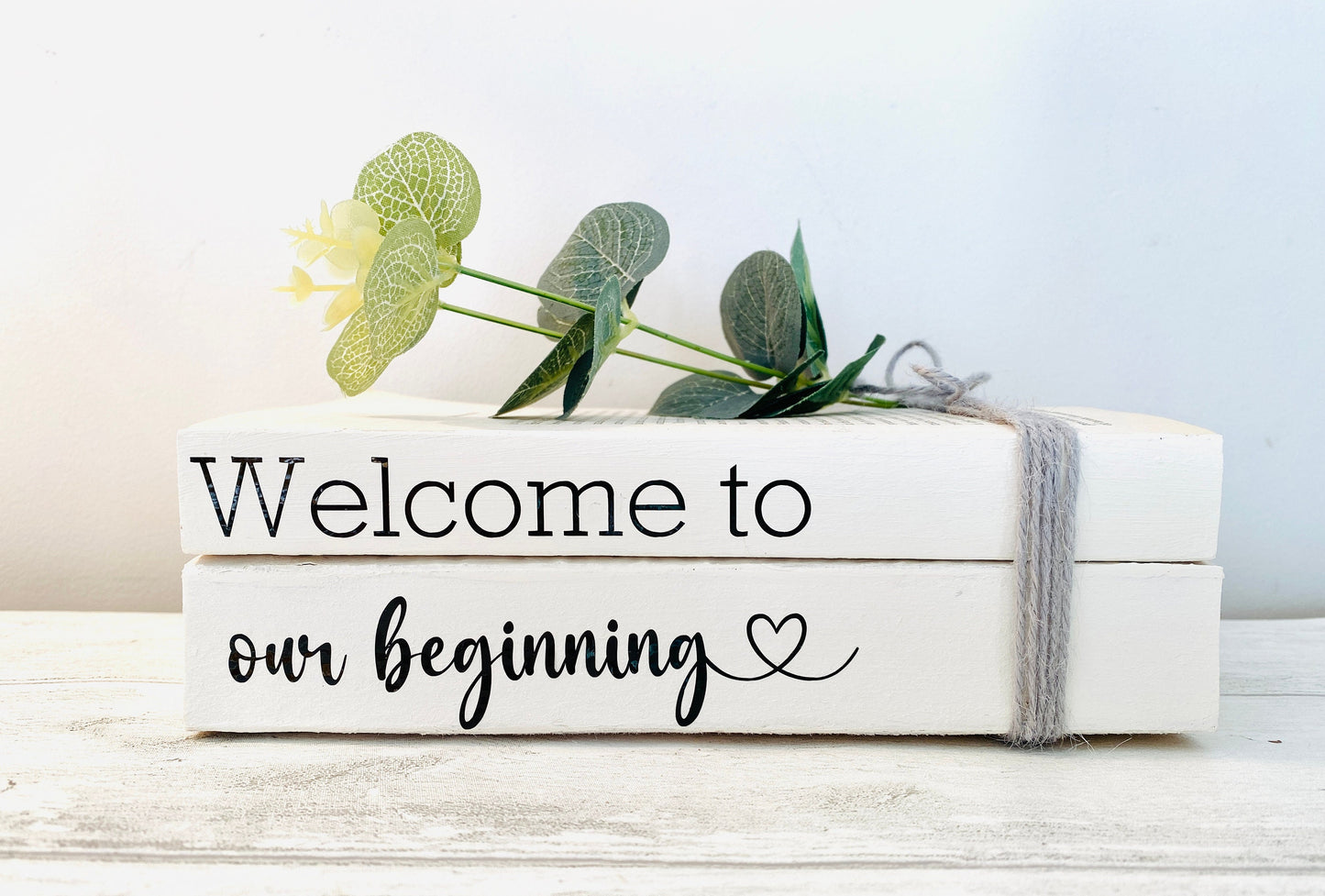 Our Beginning- Personalised White Wedding Book Stack- Wedding table decor, custom wedding decorations, Valentine’s Day Gift