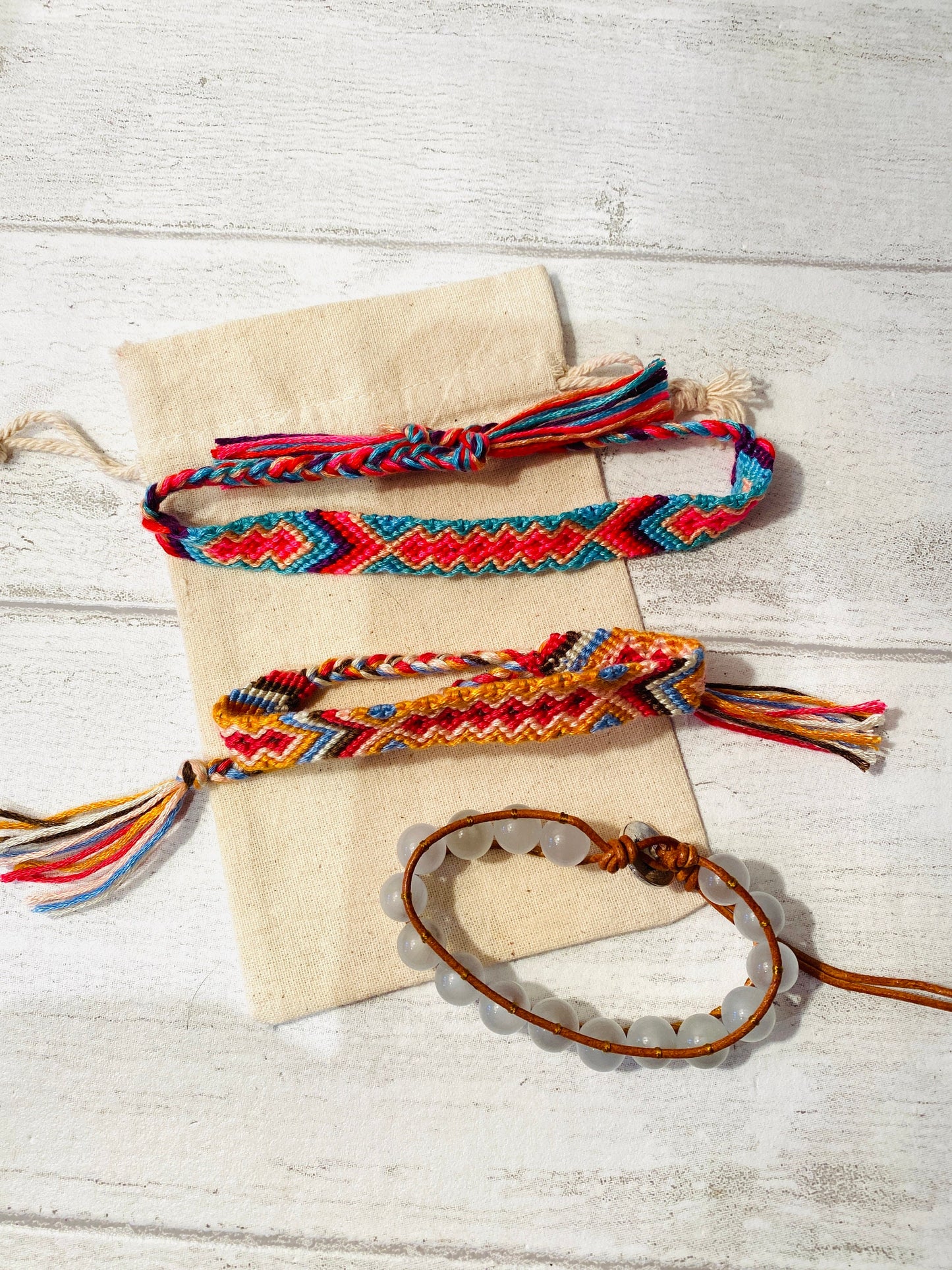 Beach Boho Bracelets- set of surfer bracelets- woven, braided bright beach bracelets perfect for holiday